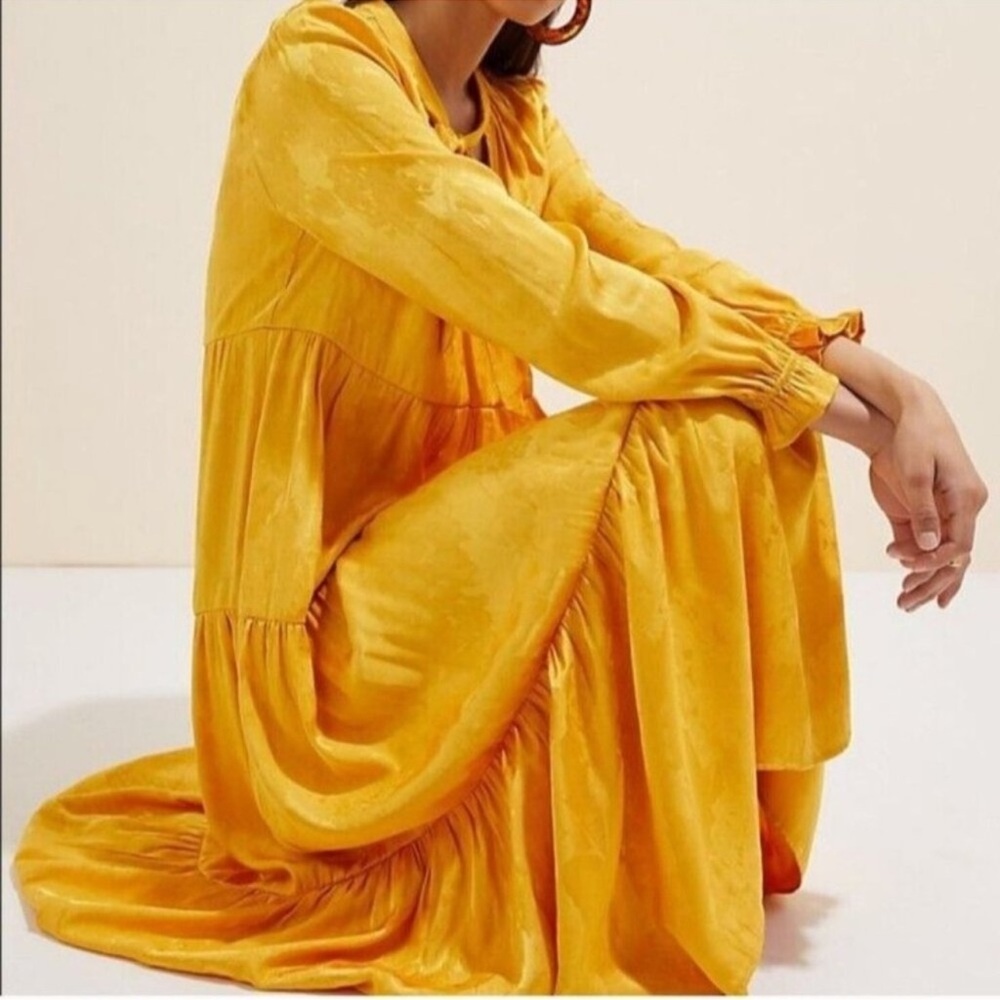 Anthropologie Golden Long Sleeve Dress